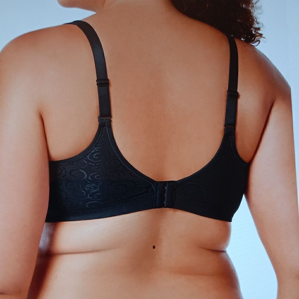 34DD Bali Comfort Revolution Shaping Wireless Smoothing Bra Style3463 Black Swir - Picture 3 of 9